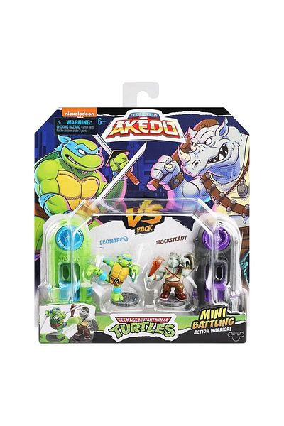 Akedo Teenage Mutant Ninja Turtles Leonardo vs Rocksteady Mini Figure Set