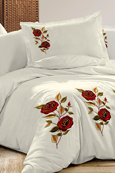 MonoHome 3D Digital Embroidered Duvet Cover 100% Cotton % Oeko-Tex ® Certified Special Woven Rose