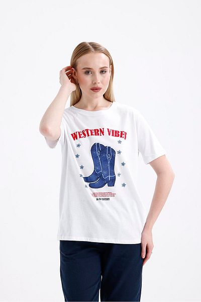Miss Murem Western Vibes Print T-Shirt-White