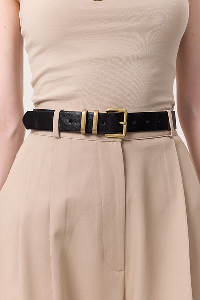 Manuka Black Square Metal Buckle Belt