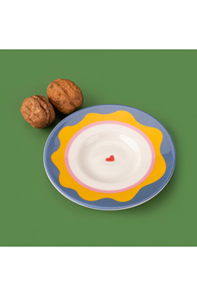 Evidea Kitchen Granny Çay Tabağı - Mavi / Sarı - 13 cm