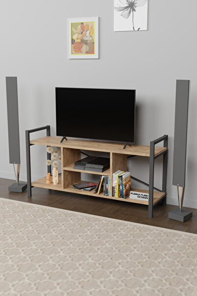 CMKStore Tv Ünitesi Raflı Metal Ayaklı Tv Sehpası 60x120