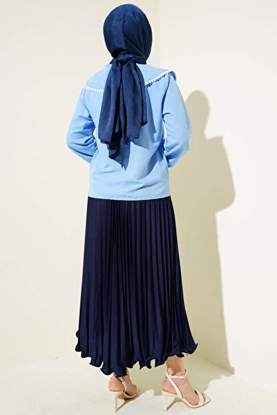 VOLT CLOTHİNG Kadın Denizci Yaka Güpürlü Gömlek