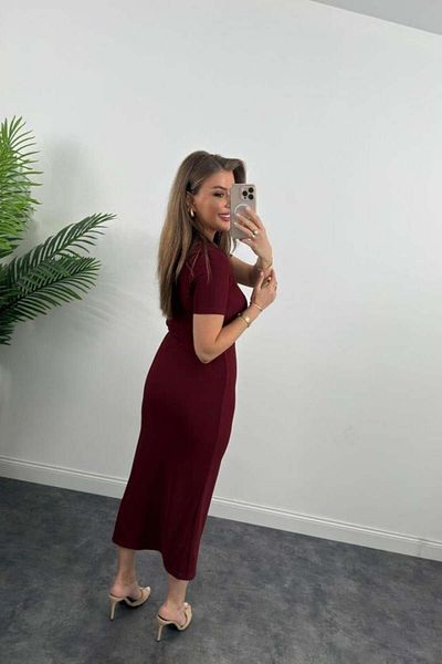 Lotus Gold Buttoned Short Sleeve Ottoman Pencil Dress
