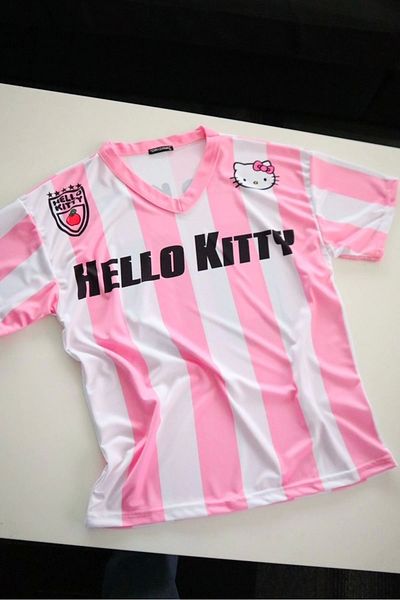 Violon Μπλουζάκι Hello Kitty με ροζ και λευκό μπλουζάκι με λαιμόκοψη