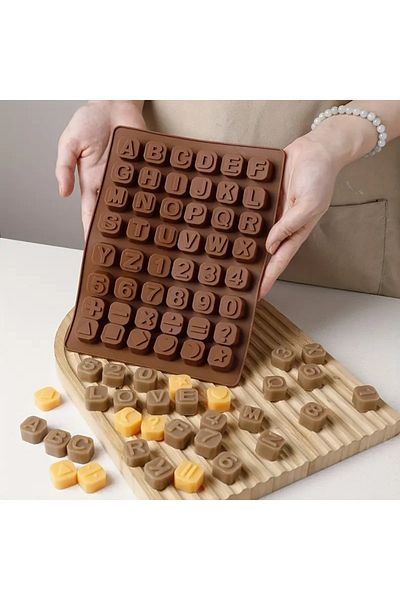 Siliko World Silicone Chocolate Mold Alphabet & Number 3D Candy & Jelly 2X2Cm