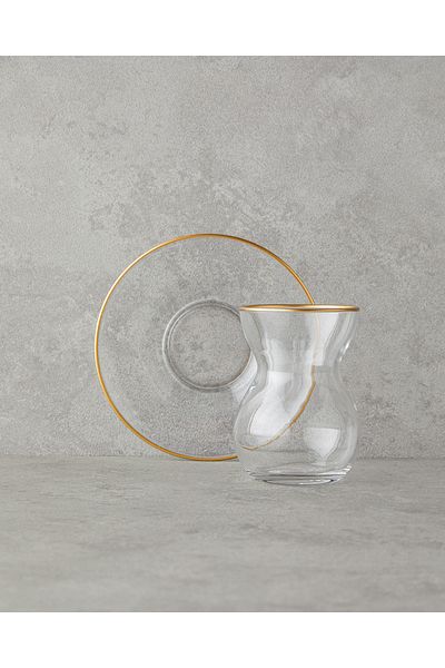 English Home Stellar Glass 12 Piece Tea Set for 6 People 140 ml Gold