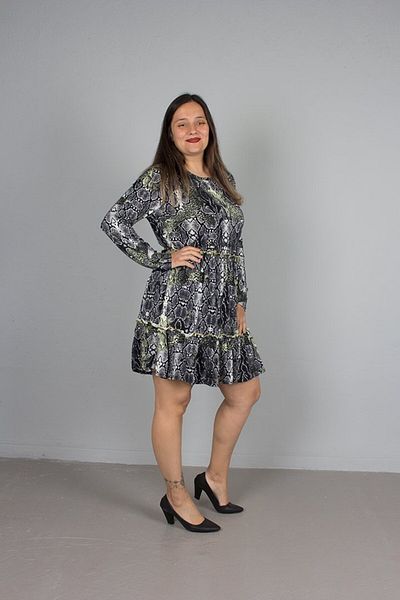 Truva XXL Plus Size Patterned Viscose Lycra Dress