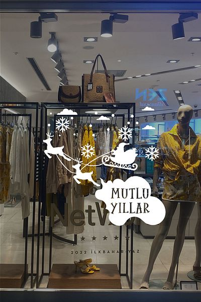 MIGNATIS Περιπλανώμενος με ελάφια Άγιος Βασίλης με νιφάδες χιονιού και ευτυχισμένο το νέο έτος Χριστουγεννιάτικα στολίδια