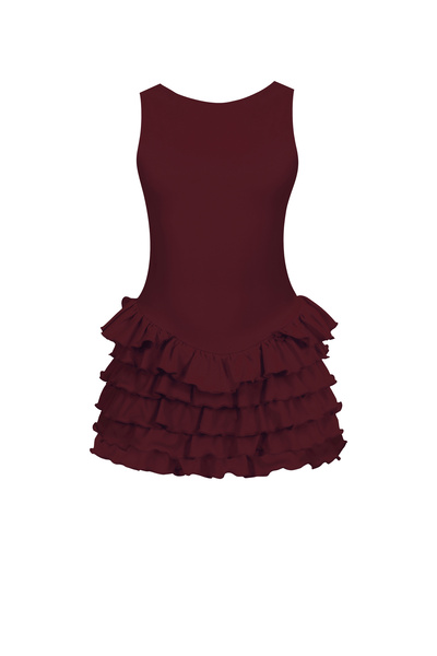 La Sarta Βουργουνδί φόρεμα με βολάν με λαιμόκοψη Sardinia Halter