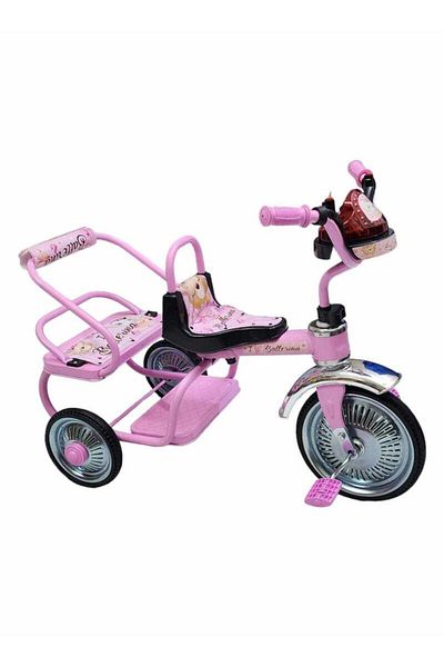 BabyCara دراجة ثلاثية العجلات بمقعدين حديدية للأطفال مزودة بأصوات وأضواء