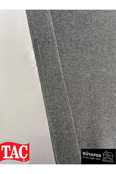 Taç Rüyaper Gri Renk Keten Blackout Karartma Perde Düz Dikim Pilesiz Yıkanabilir Ütü İstemez