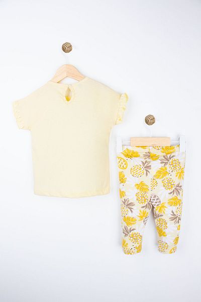 Miniworld Printed Ruffled Patterned Stretchy Leggings Cotton Summer 2-Piece Daily Baby Girl Set