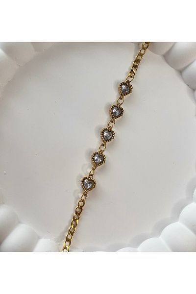 Mia Gold Color Steel Bracelet with Heart Detail