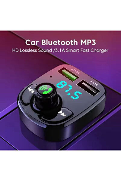 DÜNYA AKSESUAR Hızlı Şarj Adaptörü Fm Verici Mp3 Audio Player Araç Kiti Bluetooth 5.0 Alıcı Araba Aksesuarları