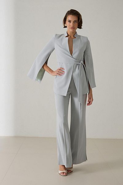 Setre Water Green Sleeve Detailed Jacket with Tie Detail at the Waist