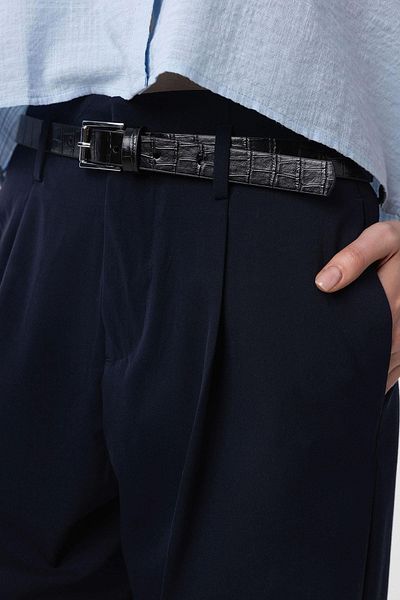 Antioch Black Crocodile Skin Look Women's Belt