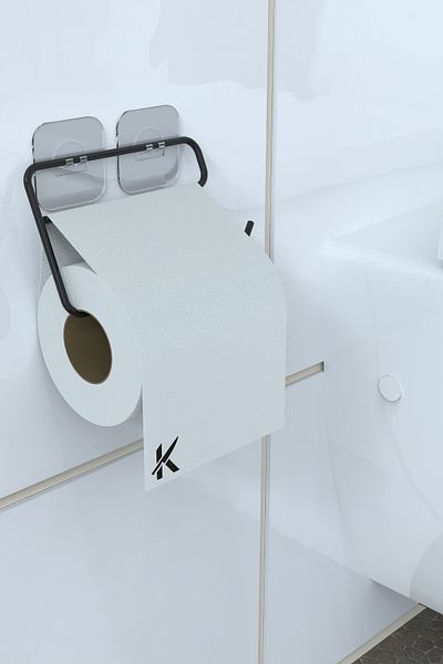 Alper Banyo Black Strong Adhesive Toilet Roll Holder - Metal Hanger Wall Mounted Without Drilling