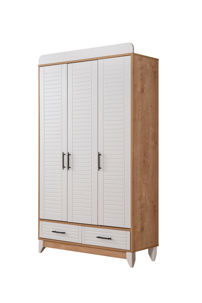 miracool Panjur Meşe 3 Kapılı Dolap / Gardrop / Ücretsiz Kurulum