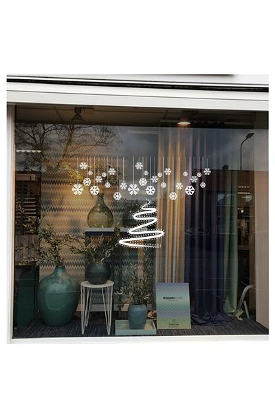 MIGNATIS Decoratiuni de Craciun Pin Fulgi de Zapada Vitrina Magazin de sticla Decal 76x115 Cm - Alb