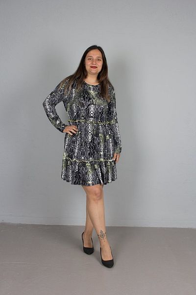 Truva XXL Plus Size Patterned Viscose Lycra Dress