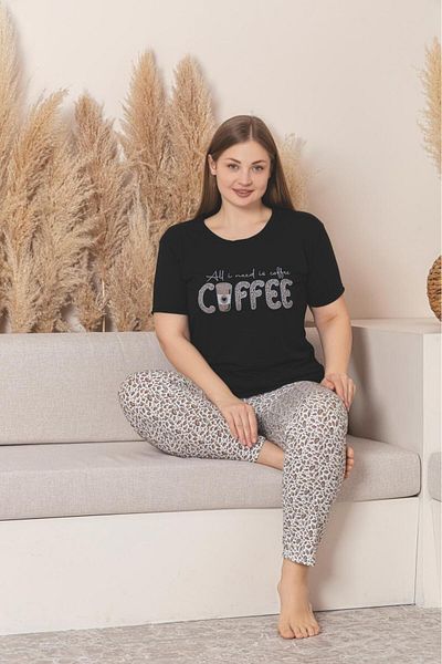 Lunaberry Leopard Large Size Oversize Women's Summer Short Sleeve Pajamas Set,1 Size Larger Can Choose.