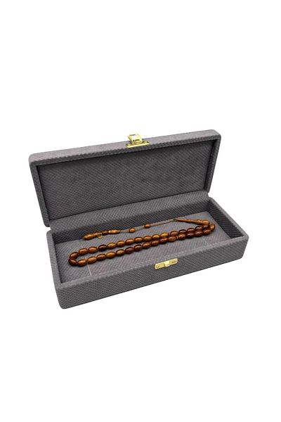 MeGass Dekor New Domestic Production Covered Linen Fabric Gray 25 cm / 10 cm Prayer Beads Display Box