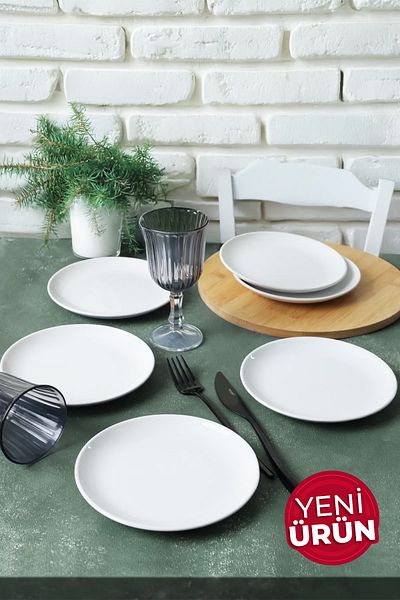 Keramika Set farfurii pentru tort Delta alb 17 cm – 6 bucăți 004