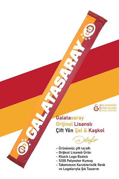 Galatasaray Eșarfă cu șal galben-roșu cu licență autentică