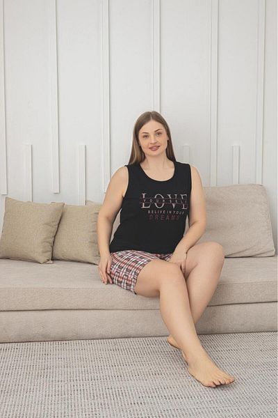 Lunaberry Large Size Oversize Pajamas, Capri Sleeveless Summer Set