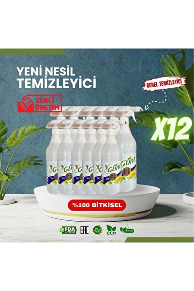 GLİNT 12 X 1 Lt. %100 Bitkisel Fırın Ocak Tezgah Temizleme Spreyi Kokusuz Anti Alerjik