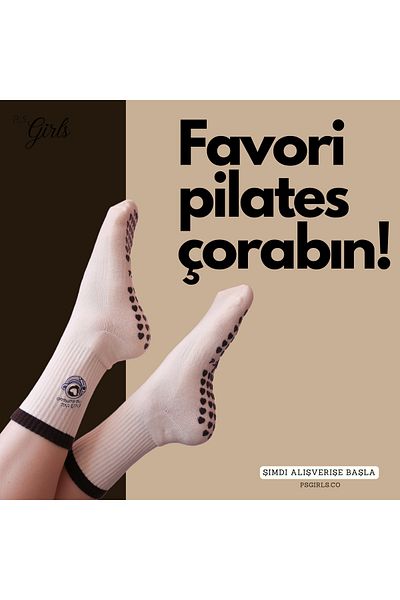PS Girls Pilates Yoga Socks - Brown Sole Anti-Slip Socks - Espresso Addict Socks