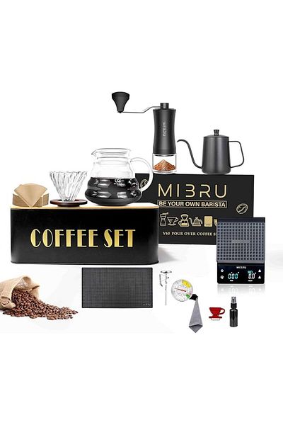 MIBRU V60 Set Coffee Set Of 13 Piece Pour Over Coffee Maker Complete Drip Coffee Set With Metal Box Table