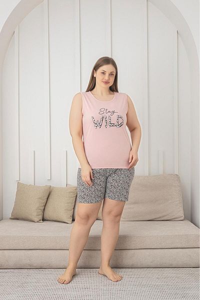 Lunaberry Leopard Large Size Oversized Pajamas Sleeveless Capri Fabric Summer Suit