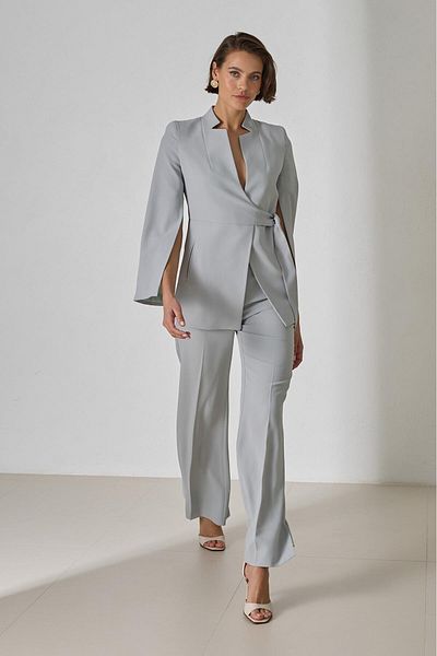 Setre Water Green Sleeve Detailed Jacket with Tie Detail at the Waist