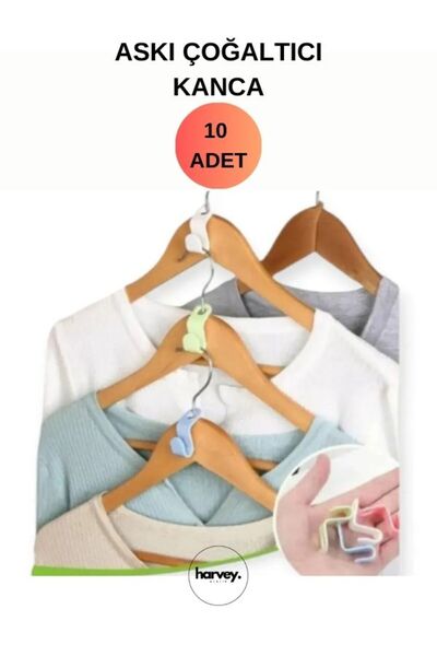 Harvey ASKI ÇOĞALTICI 10'LU KANCA SETİ - 10 ADET ASKI ORGANİZER - ELBİSE ASKI...