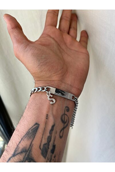 Çelik Baş Harfli Göz Baskılı Çelik Bileklik - En Güzel Hediye