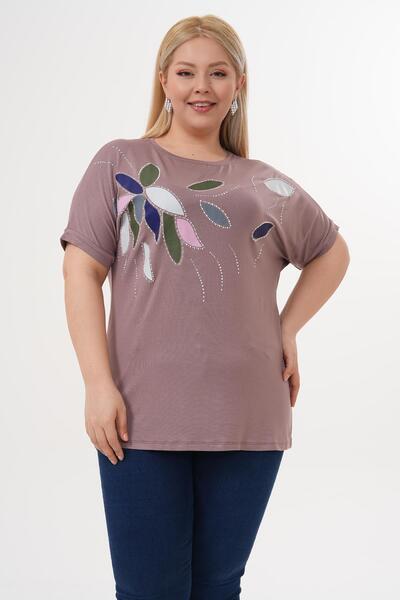 Siyezen Large Size Glittery Rhinestone Bat Sleeve Blouse