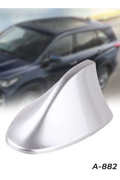 Generic Universal Car Shark Fin Antenna with Adhesive Base – Silver, 17x7cm, Decorative & Functional