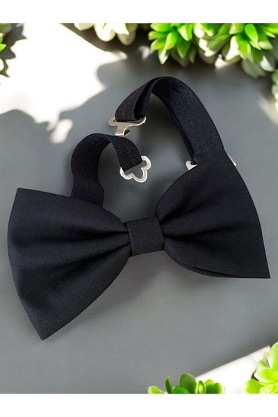 Miniko Butik 100% Cotton Adjustable Black Children's Bow Tie