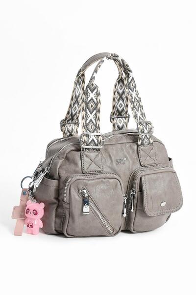 çantamgelsin Faux Leather Shoulder Bag Gray (Model: 571-13-17F)