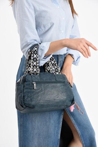 çantamgelsin Faux Leather Shoulder Bag Blue (Model: 571-13-17F)