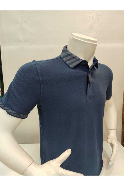 ADVANTE Güncüoglu Polo Collar with Garnish on the Collar and Sleeve Detail Slim Fit Men's T-Shirt
