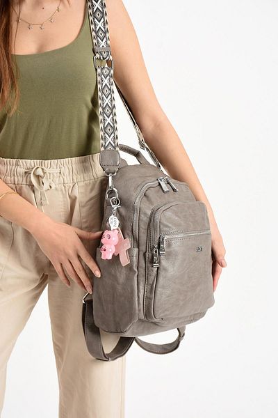 571 Collections Çanta Geantă de umăr din piele artificială gri (Model: 571-13-17D)