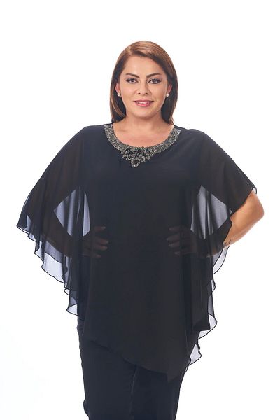 LİLAS XXL Bluză de rochie de seară din șifon de mărime mare