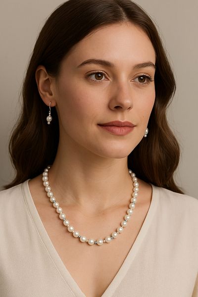 Fun Life Handmade Pearl Beaded Necklace and Earrings Set