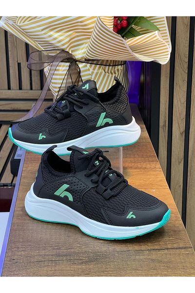 homiro Unisex Children's Sneakers - Black-green, Lace-up