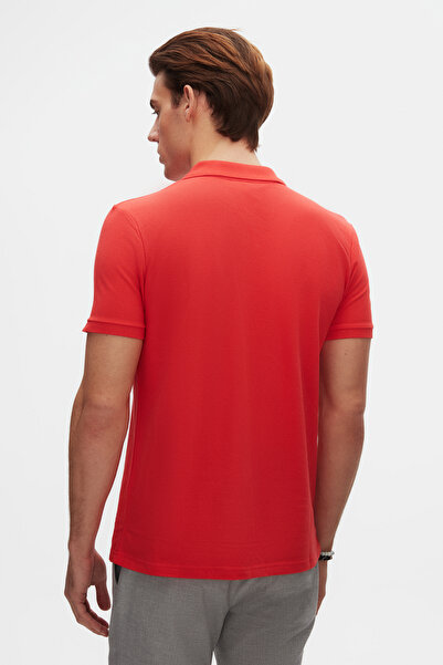 D'S Damat Ds Damat Regular Fit Flamingo Pink 100% Cotton Long Lasting Non-Curling Polo Neck Embroidered T-Shirt