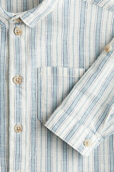 H&M Keten Karışımlı ve Katlanır Kollu Gömlek