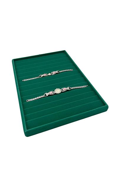 MeGass Dekor Domestic Production Suede Fabric Green Color 34/24cm 14 Pieces Graduated Drawer Bracelet Table